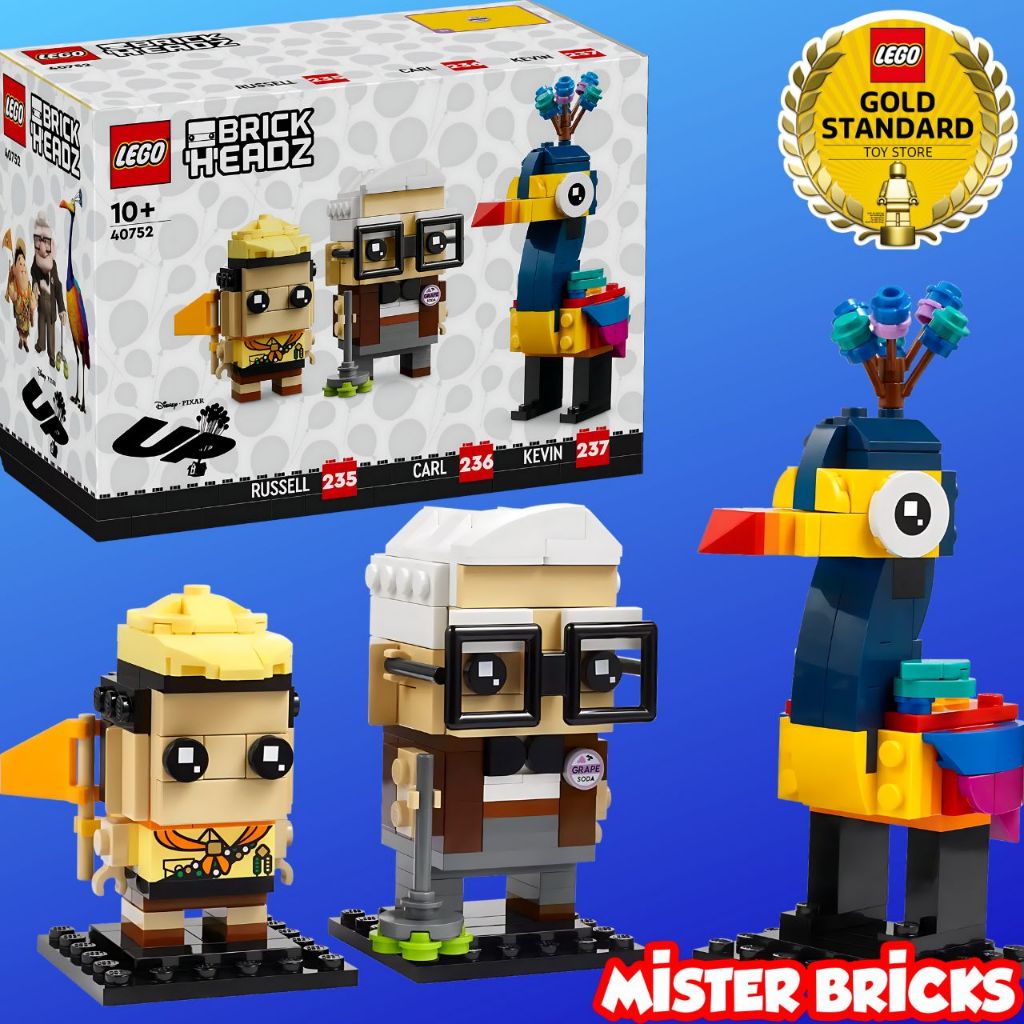 LEGO® BrickHeadz™ Disney Pixar Up: Carl, Russell & Kevin 40752 - ของเล่นตัวละครจาก Up สำหรับเด็ก 10+