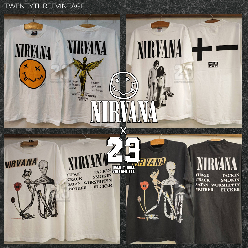 [ 23 ] X [ NIRVANA ] เสื้อวินเทจ ป้ายUSA SMILEY / +- / INCESTICIDEขาว / INCESTICIDEดำ