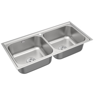 TEKA ซิงค์สแตนเลส 2 หลุม รุ่น TG 100 2B + แถมฟรีก็อกน้ำเย็น