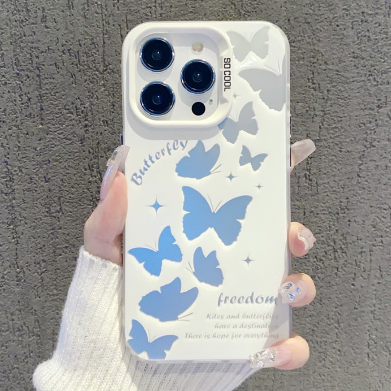 จัดส่งทันที เคสไอโฟน11 12 13 14 15 16 Pro Max Beautiful freedom Butterfly hard Case For iPhone 11,12,13,14,15,16PM