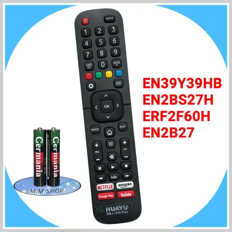 รีโมทสมาร์ททีวี ยี่ห้อ Hisense ไฮเซ่นส์ รุ่น EN2B27 EN2BS27H ERF2F60H EN39Y39HB รหัส RM-L1335PLUS