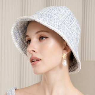 TotalLook Tweed Bucket Hat หมวกบักเก็ตผ้าทวีด บัคเก็ตแต่งระบ…