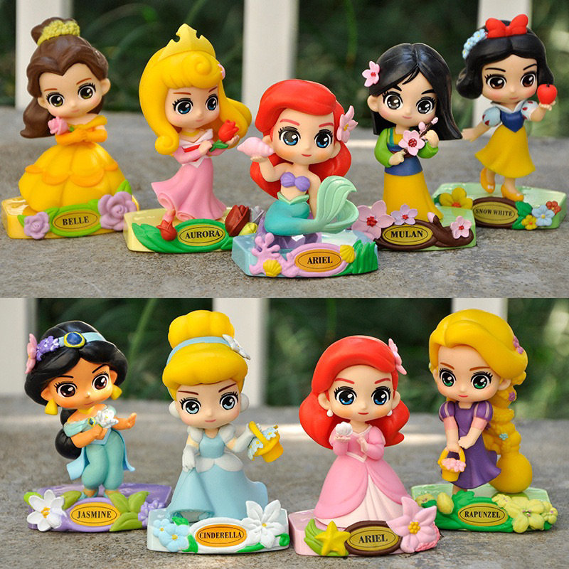 โมเดล กาชาปอง ฟิกเกอร์ตัวการ์ตูน รวมเจ้าหญิง (เซ็ต 9 ตัว)
