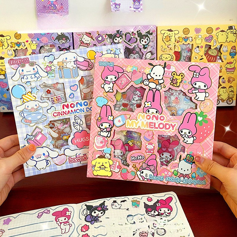 สติกเกอร์ 100แผ่น พร้อมกล่อง ลายการ์ตูน ชุดสติ๊กเกอร์ สติกเกอร์กันน้ำ เครื่องเขียนนักเรียน - รูปที่ 2