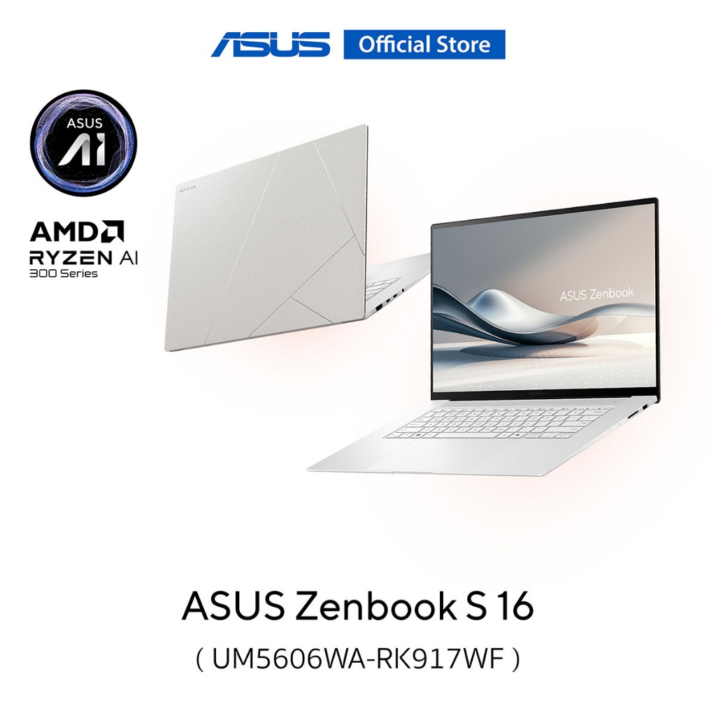 ASUS Zenbook S 16 (UM5606WA-RK917WF) 16" 3K OLED, AMD Ryzen AI 9 HX 370, 32GB LPDDR5X, 1TB SSD, W11