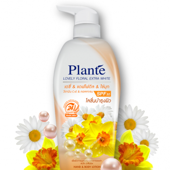 SALE exp22/11/25 Plante แพลนเต้ บอดี้โลชั่น บำรุงผิวกาย 400 มลอดี้โลชั่น lovely floral เดซี่ + แดฟโฟดิล + ไข่มุก