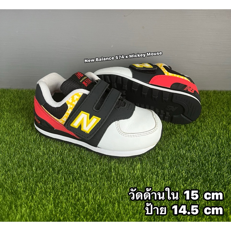 รองเท้าเด็กมือสองสภาพดี เบา ตีนตุ๊กแกสวมง่าย New Balance 574 x Mickey Mouse 14.5 cm