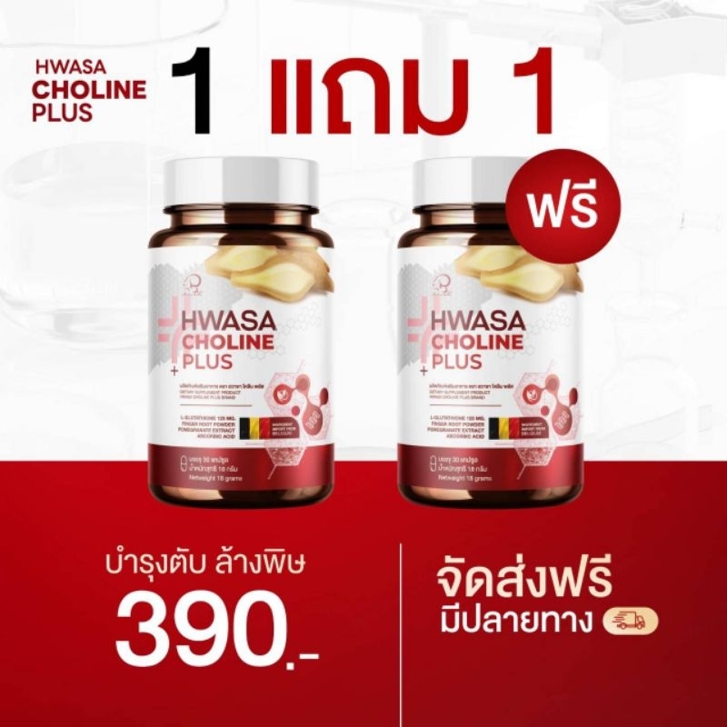 Choline Plus ฮวาซา โคลีน พลัส วิตามินฟื้นฟูตับ (1แถม1)