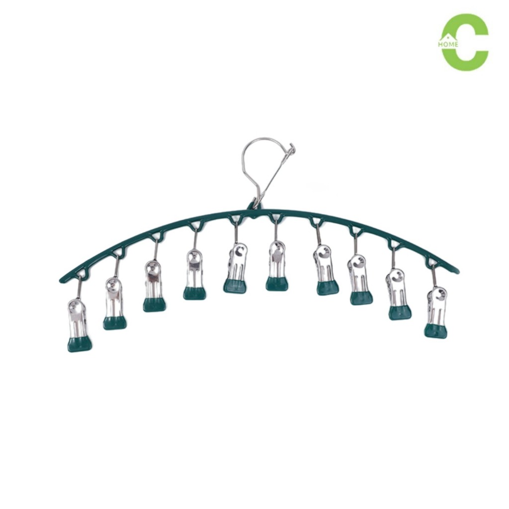 HOMEC ไม้แขวนหนีบผ้าพร้อมตะขอล๊อค ไม้แขวนหนีบผ้า pants hanger รับน้ำหนักได้ดี ยืดหยุ่นดี แรงยึดแน่น