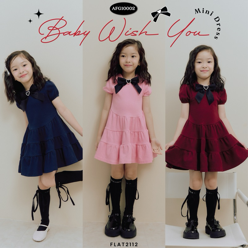 FLAT2112 AFG10002 : BABY WISH YOU MINI DRESS เดรสเด็กผู้หญิง ชุดเด็ก