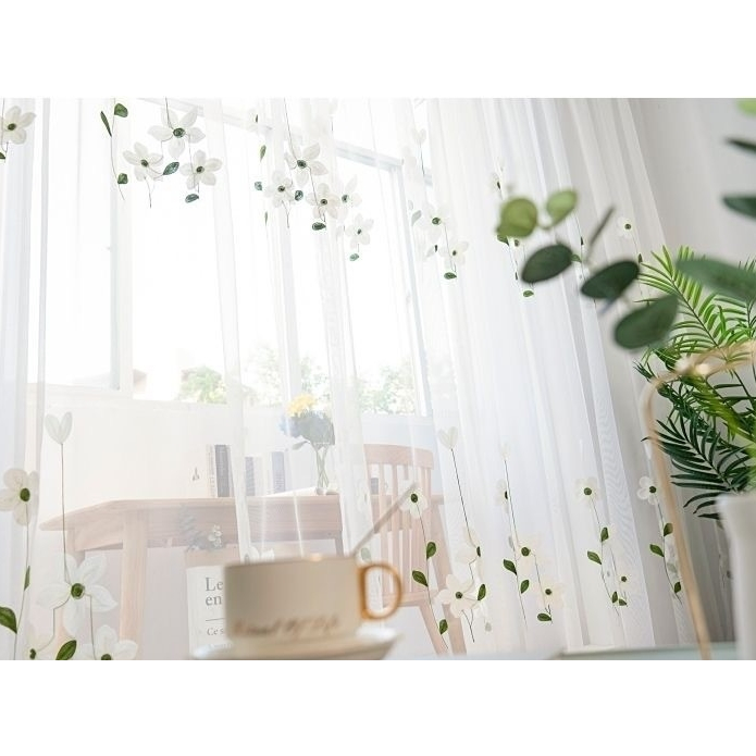 แนะนำ ผ้าม่าน ผ้าม่านโปร่งแสง สไตล์มินิมอล ม่านหน้าต่าง ประตู ลายใบไม้รุ่นใหม่ (แบบตาไก่) ราคาพิเศษ มีเก็บเงินปลายทาง