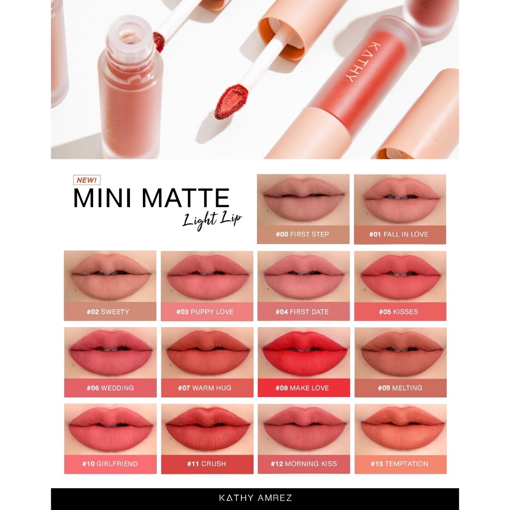 ลิปกระแต ลิปมินิแมท ไลท์ (สูตรใหม่) มี 14 เฉดสีสวย KATHY AMREZ MINI MATTE LIGHT LIP / ลิปแมทกระแต