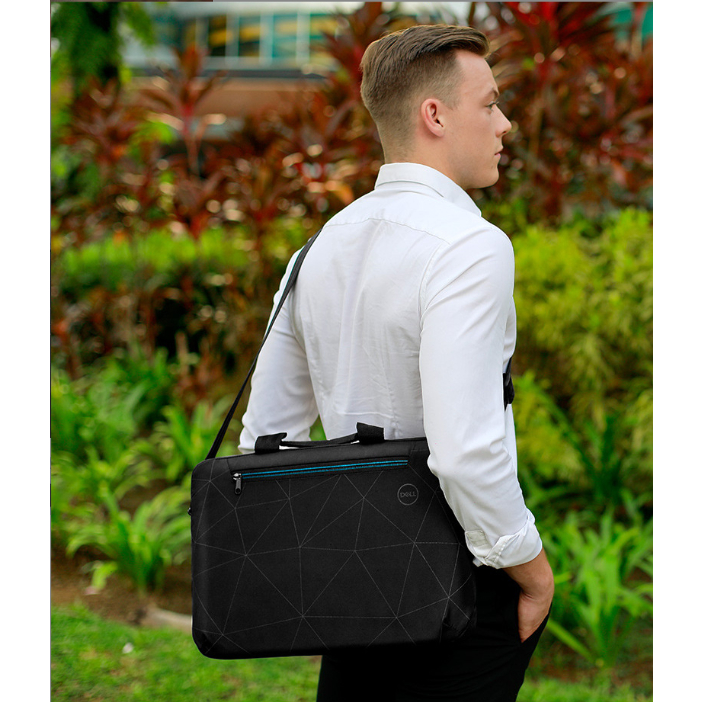 กระเป๋าใส่โน๊ตบุ๊ค Dell ขนาด 15.6 นิ้ว สะพายข้าง สีดำ กระเป๋าลายสก๊อต พร้อมสายคล้องไหล่