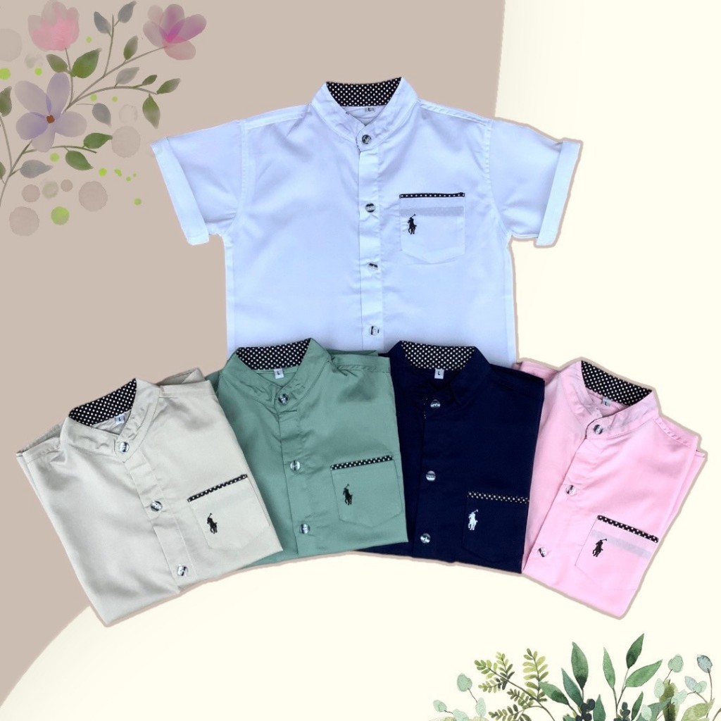 เสื้อเชิ้ตคอจีนปักม้าแขนสั้น 2-7ปี ใส่แล้วดูสุภาพ เรียบร้อย ดูดี
