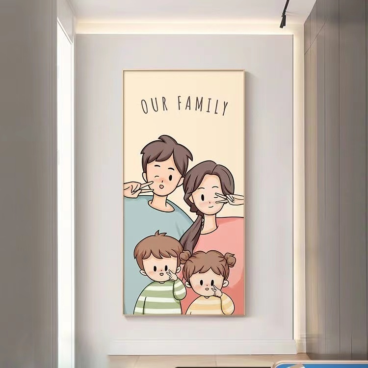 ภาพวาดพอร์ซเลนคริสตัลพร้อมรูปภาพของครอบครัวที่มีความสุขใช้สําหรับตกแต่งบ้าน