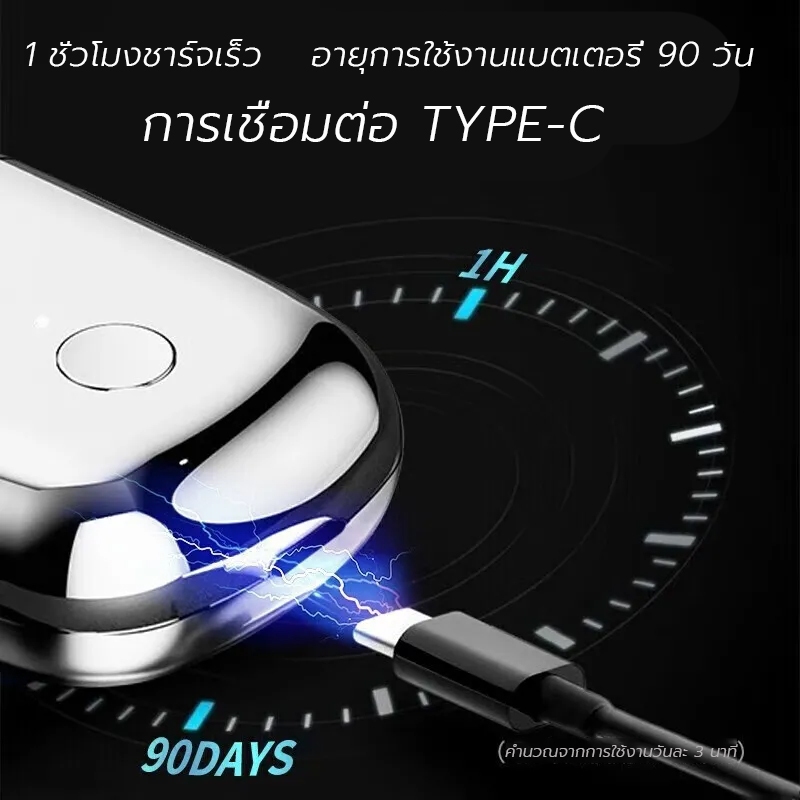 เครื่องโกนหนวดไฟฟ้า ขนาดเล็ก แบบพกพา กันน้ํา ชาร์จไฟได้ สําหรับผู้ชาย รถยนต์ พกพาสะดวก Mini Shaver - รูปที่ 2