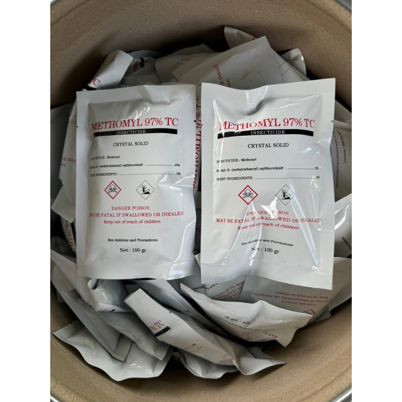 (10 ซอง)เมโทมิล (Methomyl)97% เกล็ดขาว กลิ่นไม่แรง 100 กรัม