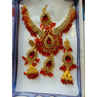 เครื่องประดับ ชุดไทย ชุดอินเดีย สร้อยคอ พร้อมต่างหูระย้า