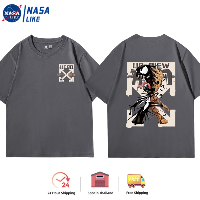NASA LIKE จัดส่งตลอด 24 ชั่วโมง MARVEL Print T-Shirt，ภาพยนตร์คลาสสิคตัวละครลายพิมพ์ผ้าฝ้ายพิมพ์แขนสั้น Oversize สี7