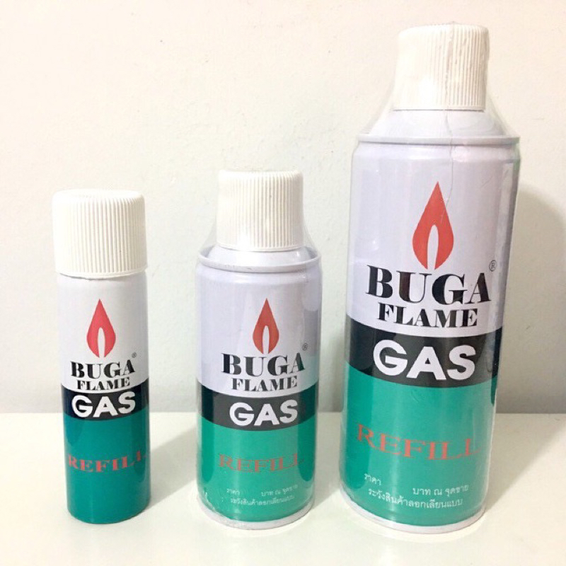 แก๊สกระป๋อง บูก้า เติมไฟแช็ค เติมปืนจุดเตาแก๊ส BUGA FLAME GAS refill ก๊าซ กระป๋อง แก๊ส  น้ำหนักเต็ม ของแท้