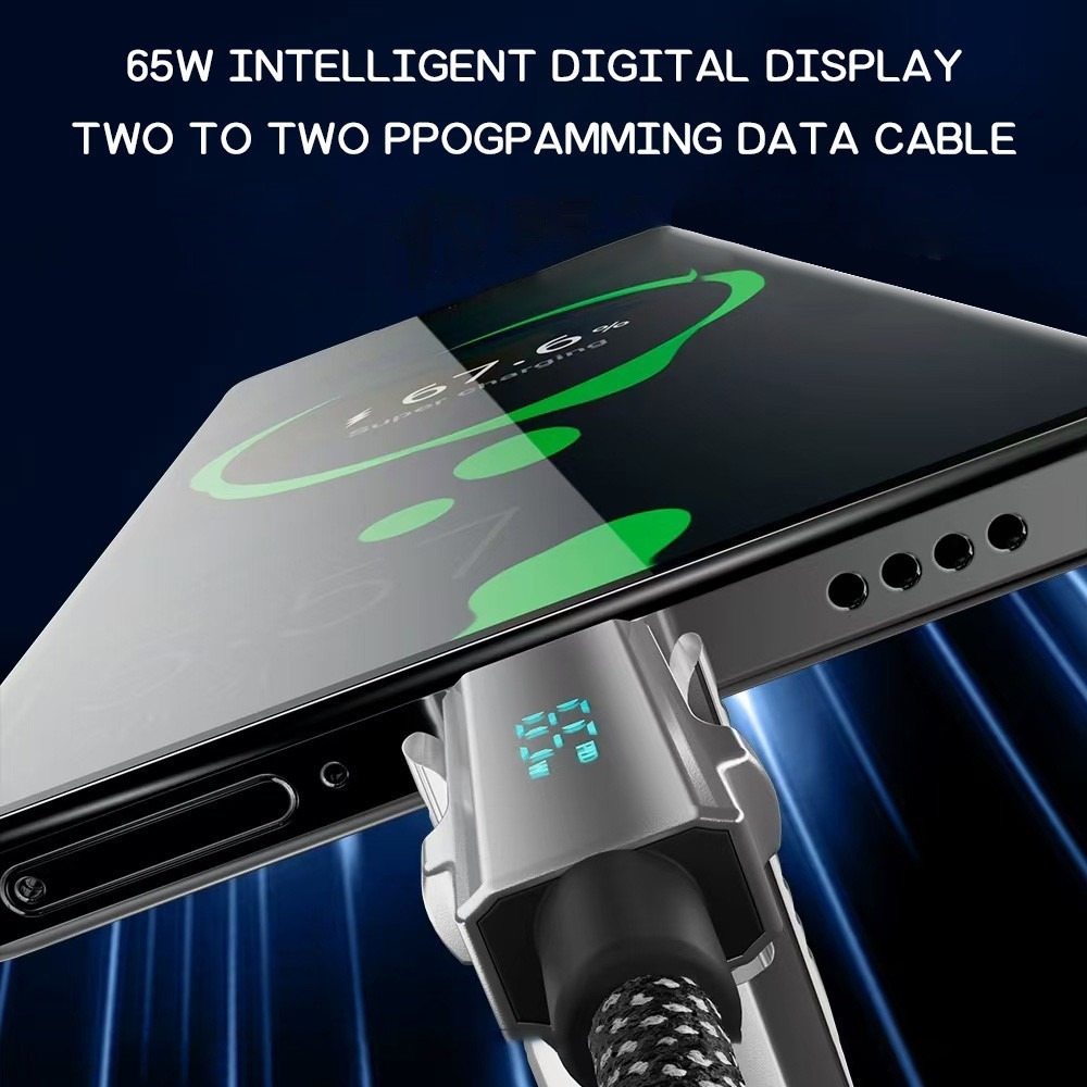 65W 4 in 1 สายชาร์จเร็ว 3A PD สาย USB-A to Type-C หลายอุปกรณ์ รองรับการชาร์จอินเตอร์เฟซ เปลี่ยนได้ สําหรับ android - รูปที่ 4