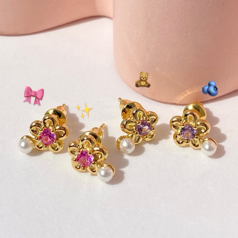 Zinnia earrings ต่างหูดอกไม้