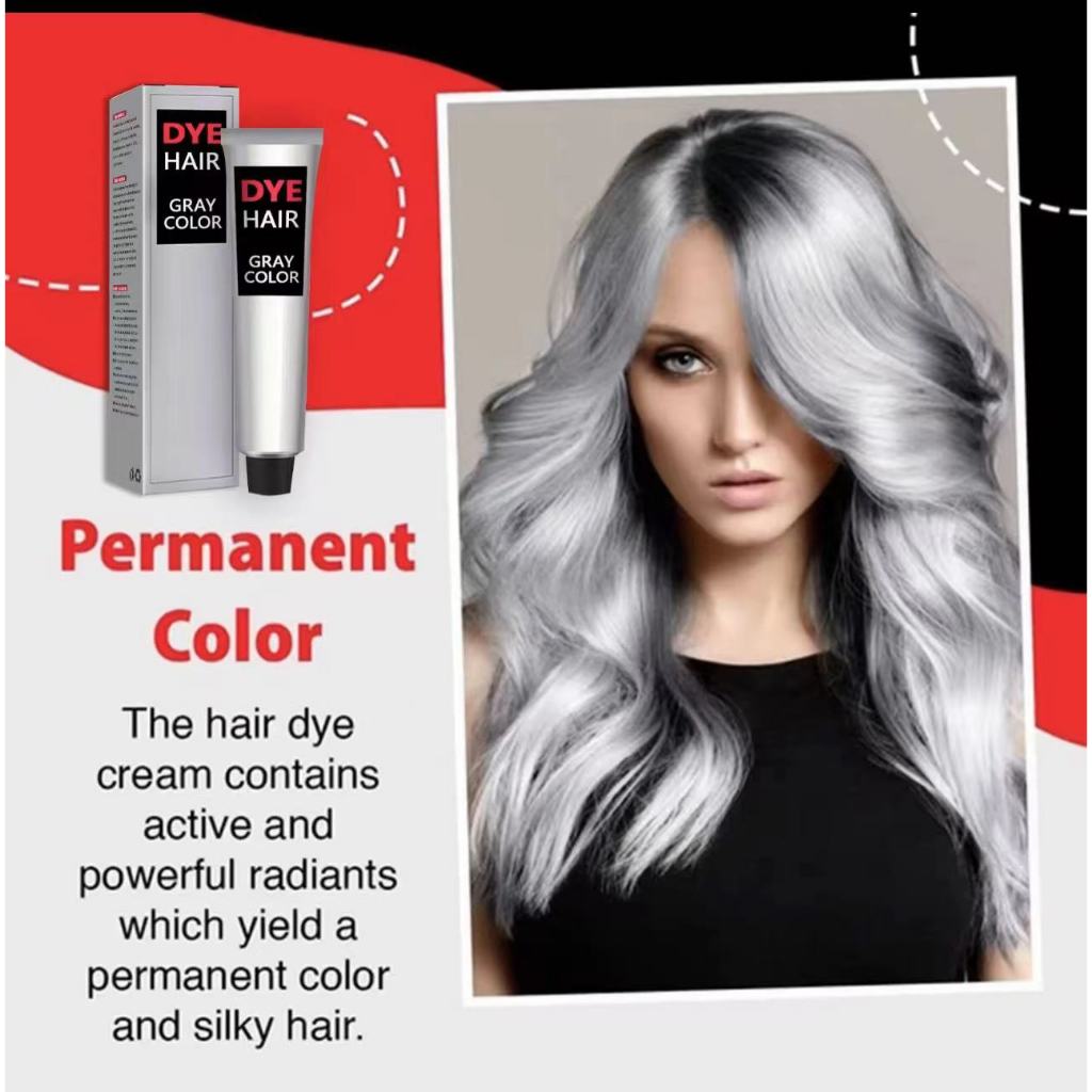 【ซื้อ 1 แถม 1】ครีมย้อมผมสีเทา สีผมไฮโซสุดฮิต สีผมสวยๆ ไม่ทำลายเส้น สีเทาเงิน มีสไตล์