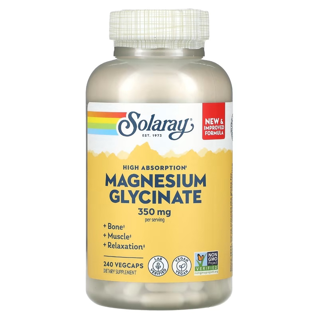 240 แคปซูล High Absorption Magnesium Glycinate แมกนีเซียมไกลซิเนตชนิดดูดซึมได้ดีขึ้น 350 มก.Expire 01/2028