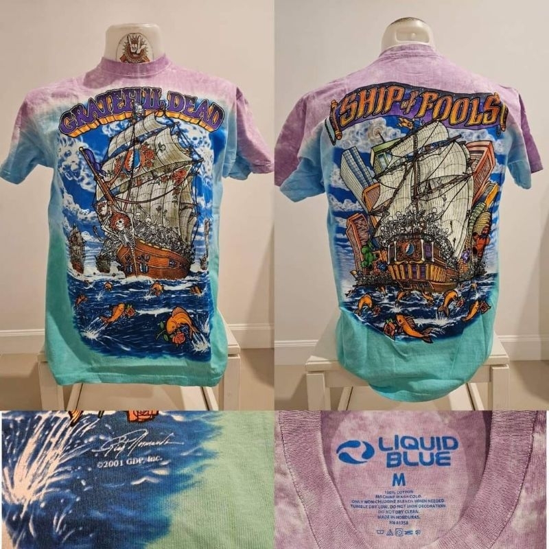 🌍Liquid blue Grateful Dead OVP Vintage เสื้อมัดย้อม งานลิขสิทธิ์แท้ มือ1 ลิขขวิดบลู