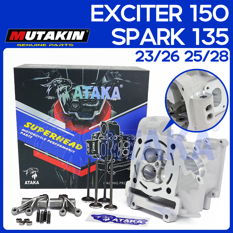 ATAKA ฝาสูบวาล์วโต รูปแบบการเล่นกอล์ฟ CERAMIC CNC สำหรับ​ Exciter150 SPARK135 R15 ฝาสูบ อุปกรณ์ครบตามภาพ สำหรับ สำหร