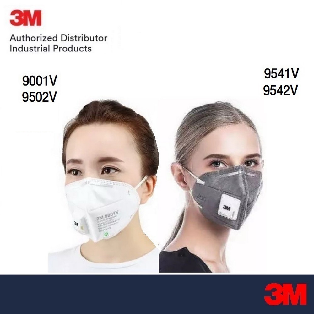 (1ชิ้น) 3M 9001V 9502V 9541V 9542V หน้ากากป้องกันฝุ่นละออง พับได้มีวาล์ว ระบายอากาศ