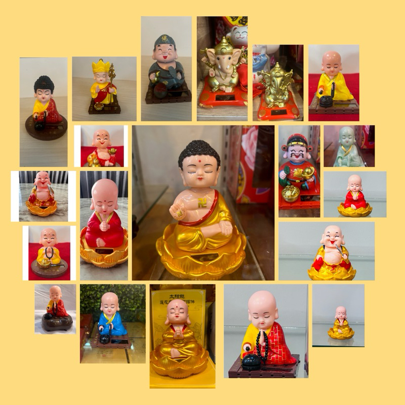 ตุ๊กตาพระน้อยเพิงสุ่ย ไฉ่ซิงเอี๊ยะ จี้กง ถังซัมจั๋ง ยูไล สังกัจจายน์ พระพิฆเนศ ขยับได้ solar งานพลาสติก รุ่นสูง4/5 นิ้ว