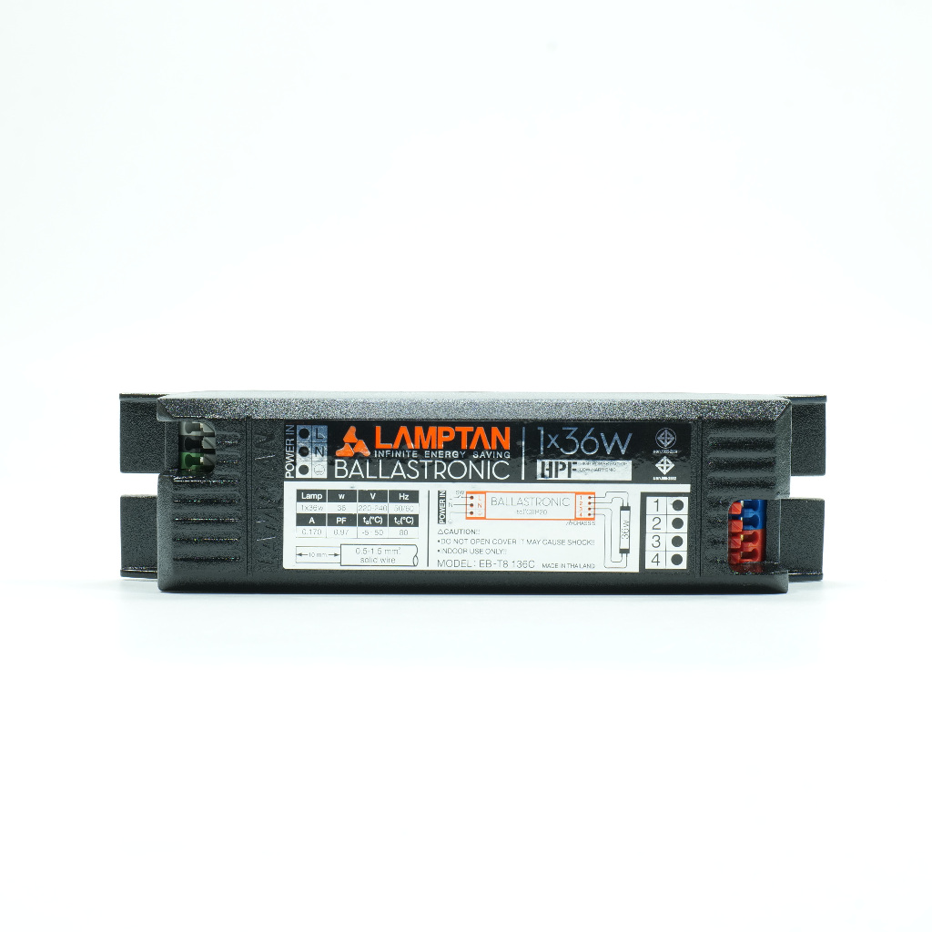 EB-T8 136C LAMPTAN BALLASTRONIC 1x36W EB-T8 136C บาลาสอิเล็คทรอนิค 36W LAMPTAN