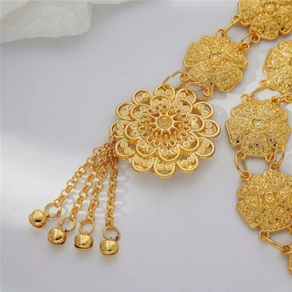 Vintage jewelry เครืองประดับโบราณเข็มขัดดอกไม้อีสานชุดล้านนาไทหัวเข็มขัด สีทอง
