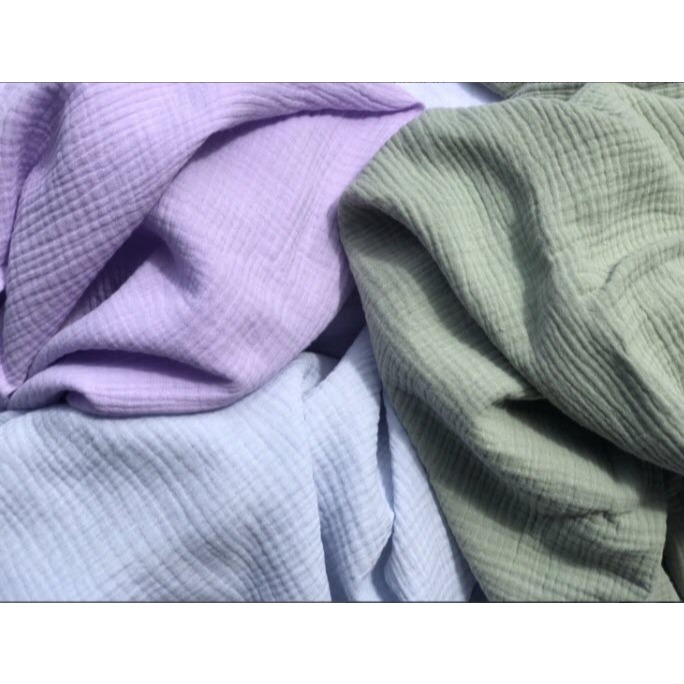 ผ้าสาลูสองชั้นย่นอัดย่น ผ้าฝ้ายอัดย่น ผ้าสาลู 2 ชั้น หน้ากว้างผ้า (100-110cm) ราคาต่อ1 เมตร ตัดยาวตามจำนวนที่สั่ง