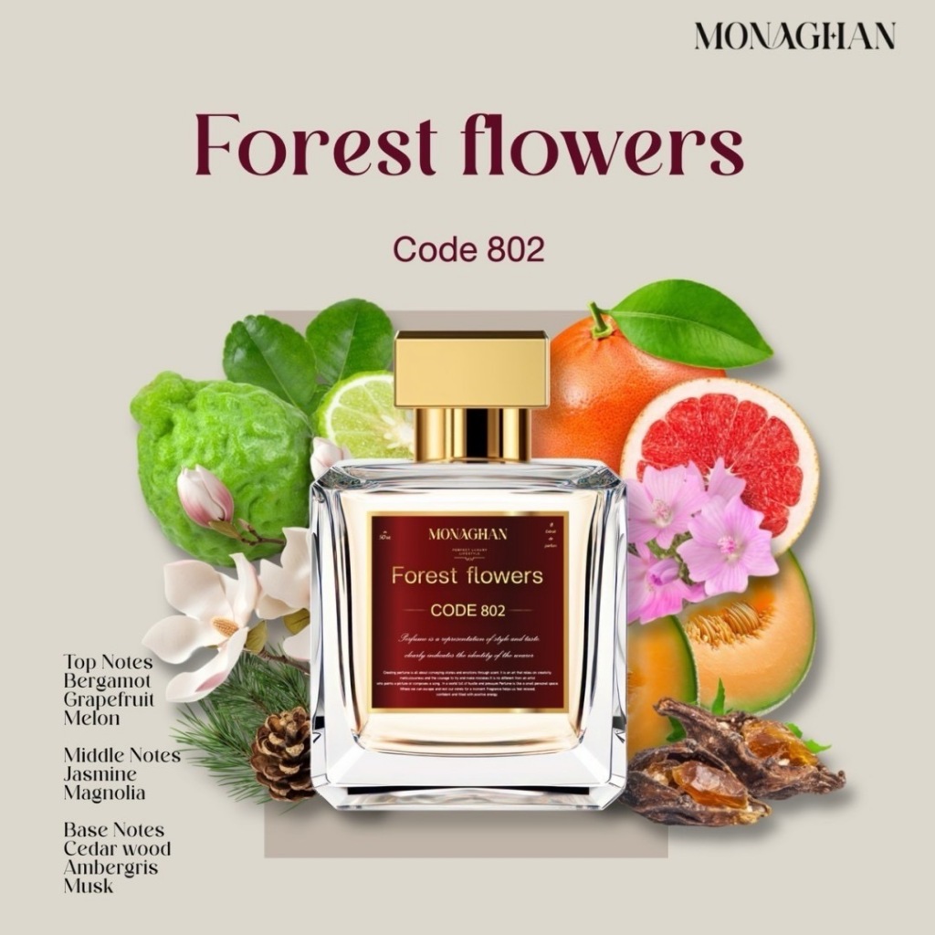 Forest flowers Code 802 Monaghan Perfume น้ำหอมผู้หญิง กลิ่นลูกแพร์ โทนฟรุตตี้ น้ำหอมแบรนด์ไทยคุณภาพดี กลิ่นหอมไม่เหมือน
