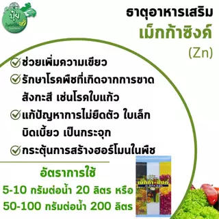 ปุ๋ย ปุ๋ยกิฟฟารีน เม็กก้า - ซิงค์ กิฟฟารีน ธาตุอาหารรอง-เสริม ธาตุสังกะสี อัตรา 5 กรัม ต่อน้ำ 20 ลิตร