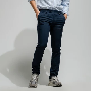 era-won กางเกงสแลคขายาว ทรง super skinny (กระบอกเล็ก) เอวยางยืด รุ่น Workday University - R สี Dark Blue