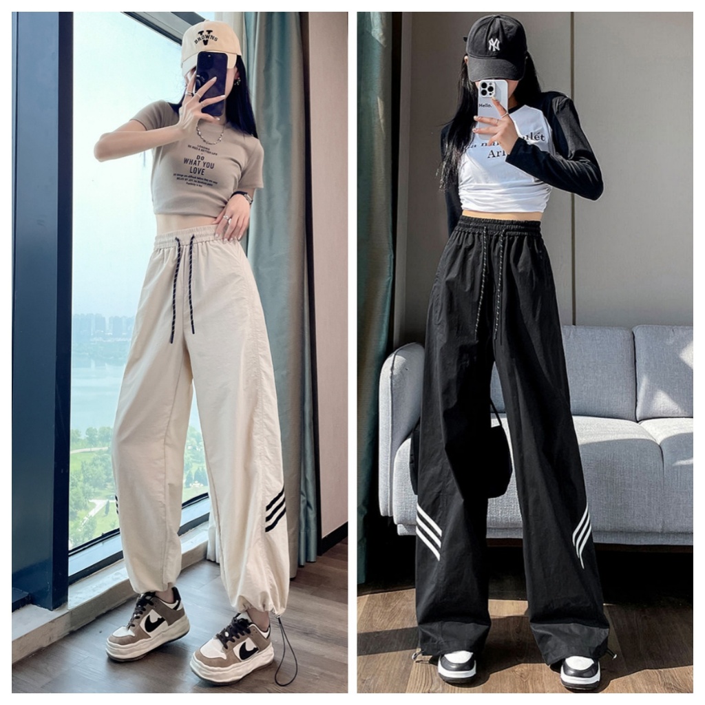Beryl กางเกงกีฬาลำลองขากว้างสไตล์อเมริกันของผู้หญิงในช่วงฤดูร้อน