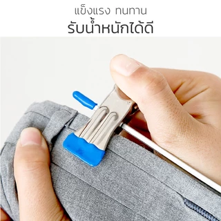 HOMEC ไม้แขวนหนีบกางเกง ไม้แขวนแบบหนีบ ไม้แขวนสแตนเลส ปรับระดับได้ มี 2สีให้เลือก แพ็ก 5 และ10ชิ้น