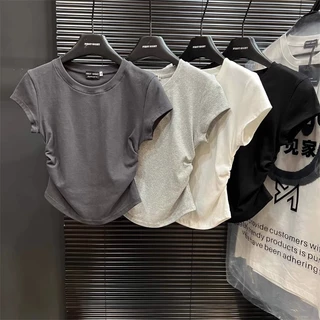 พร้อมส่งในไทย** เสื้อผ้าผู้หญิง แขนสั้น เอวแคบ สลิม สไตล์เกาหลี Y119