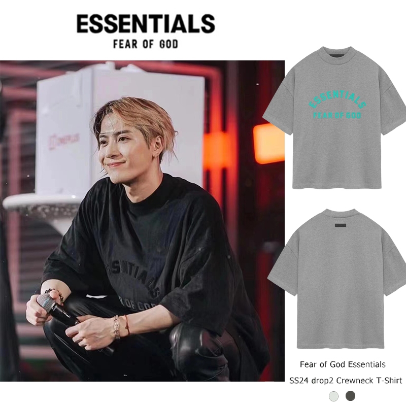Fear of God Essentials SS24 drop2 คอกลม T- เสื้อเชิ้ตคอกลม pullover เสื้อยืดแขนสั้นสไตล์เดียวกันสำหรับผู้ชายและผู้หญิงซี