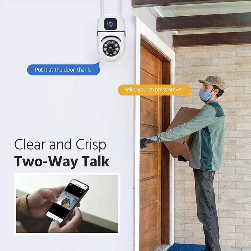 กล้องวงจรปิด V380 Pro Yoosee Dual Lens กล้อง IP กันน้ํากลางแจ้งติดตามการมองเห็นตอนกลางคืนอัตโนมัติ