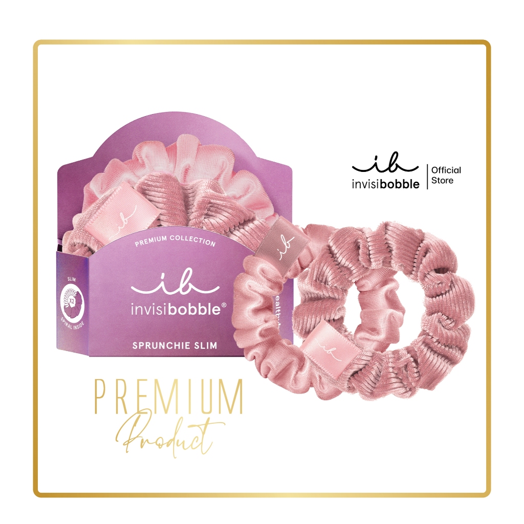 invisibobble ยางรัดผม ผมไม่เป็นรอย รุ่น Sprunchie Slim Premium สี La Vie en Rose (1 กล่องบรรจุ 2 ชิ้น)