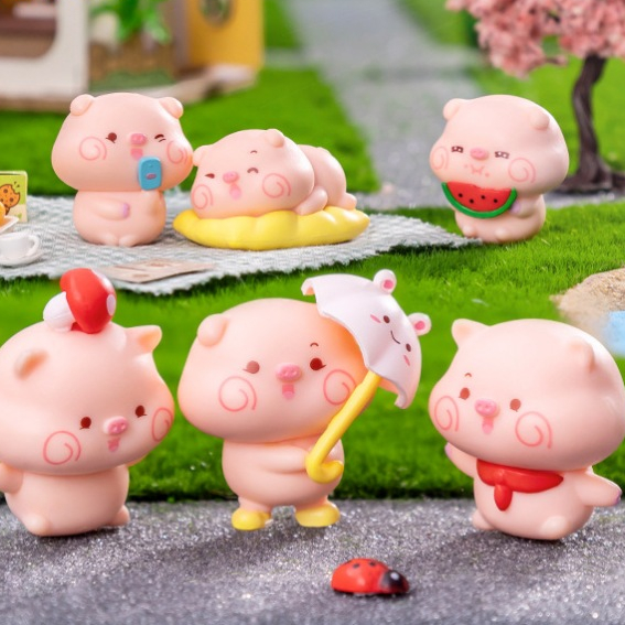 แกงค์น้องหมูอ้วนถือร่ม หัวเห็ด (ราคา/1ชุด) ตุ๊กตาแต่งสวน จัดสวนถาด โมเดล ตกแต่งบ้าน พร็อพถ่ายรูป