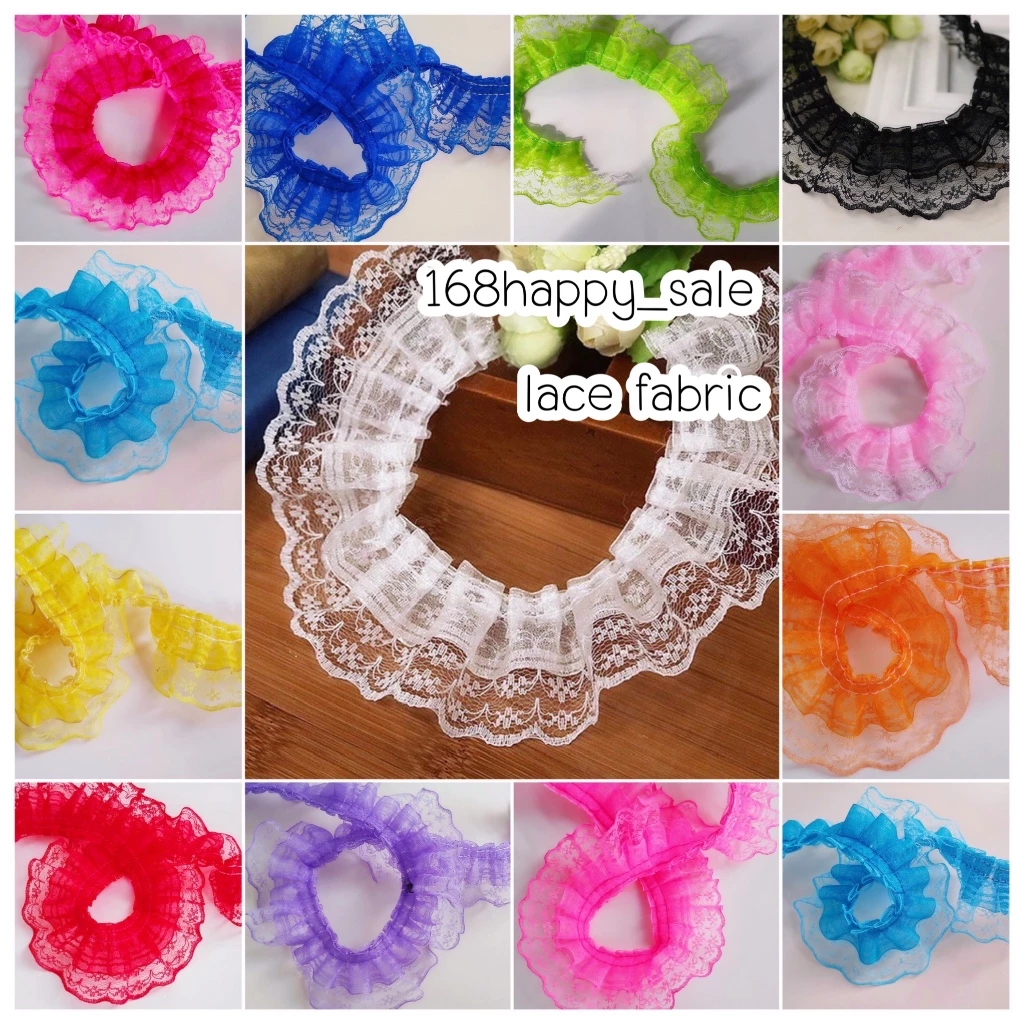 ลูกไม้ระบาย 2 ชั้น ลูกไม้ตกแต่ง ลูกไม้แต่งริม 🌟11 สี สวย ลายน่ารัก คุณภาพดี