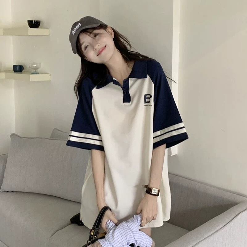 Dahong 2641 สไตล์เกาหลี เสื้อยืดแขนสั้น เสื้อโปโล โอเวอร์ไซส์ เสื้อ แฟชั่นสําหรับสตรี