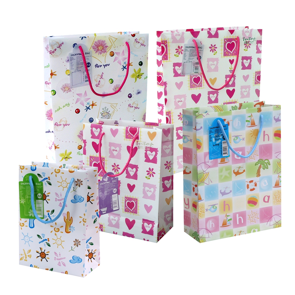 (มีหลายแบบให้เลือก) ถุงช้อปปิ้ง รุ่น Greeting Bag ขนาด A5 B5 A4 F4 B4 และA3 ผลิตจากพลาสติก สีสันสดใส