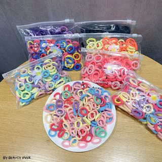 ยางรัดผมเด็ก แพ็ค 100 ชิ้น คละสี มีความยืดหยุ่น ไม่กินผม สีเรืองแสง สีพาสเทล สีสดใส