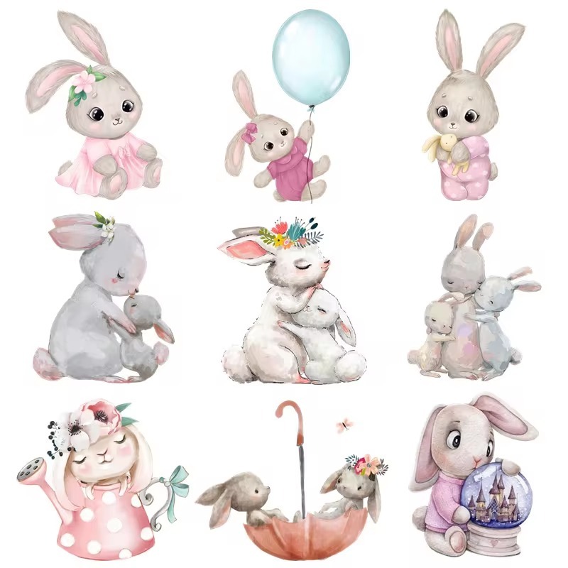 ตัวรีดผ้ารูปการ์ตูนกระต่ายแป๋วแหวว(159)  F.207  รีดติดง่ายทุกเนื้อผ้า DIY Patches